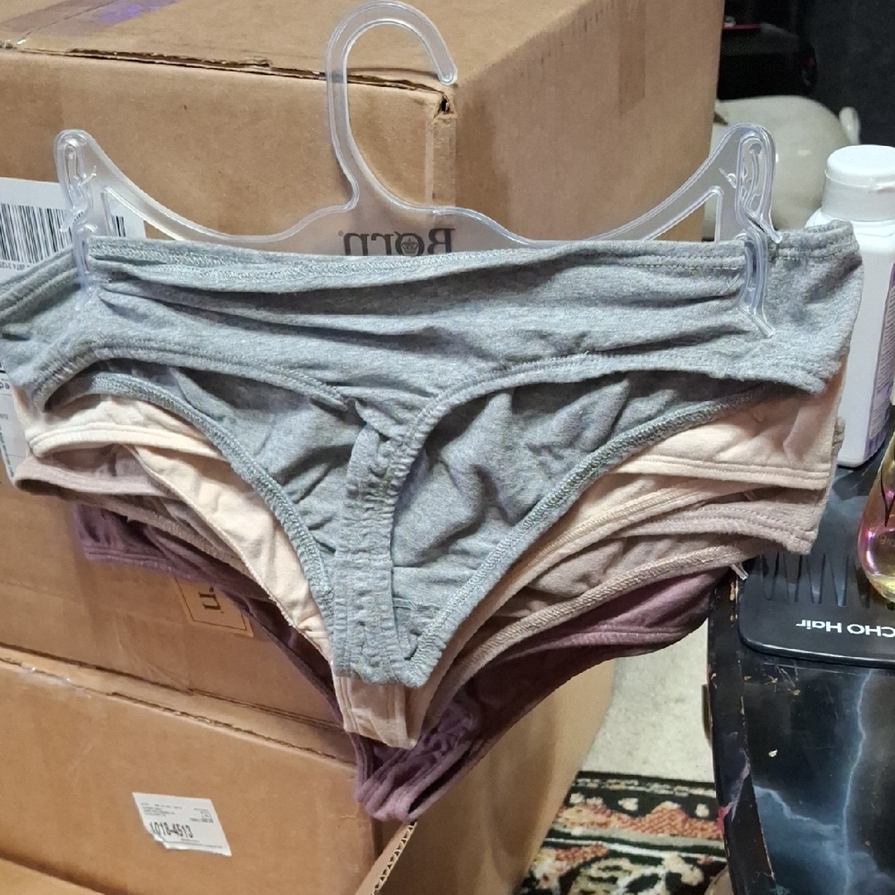 Set of Four Women's Briefs in Gray, Cream, and Purple